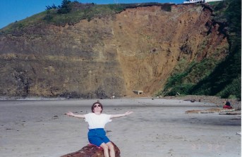Mom on beach in Oside